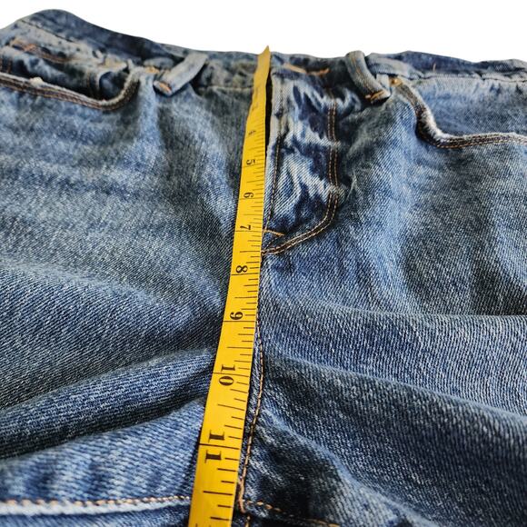 GOOD AMERICAN Good Vintage High Rise Straight Leg Jeans Size 6 Indigo Distressed - Picture 9 of 12